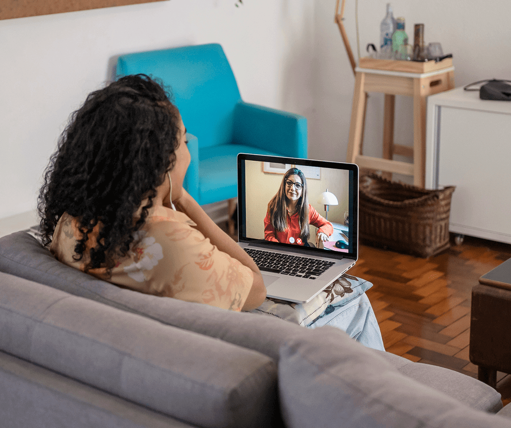 Video call between two women
