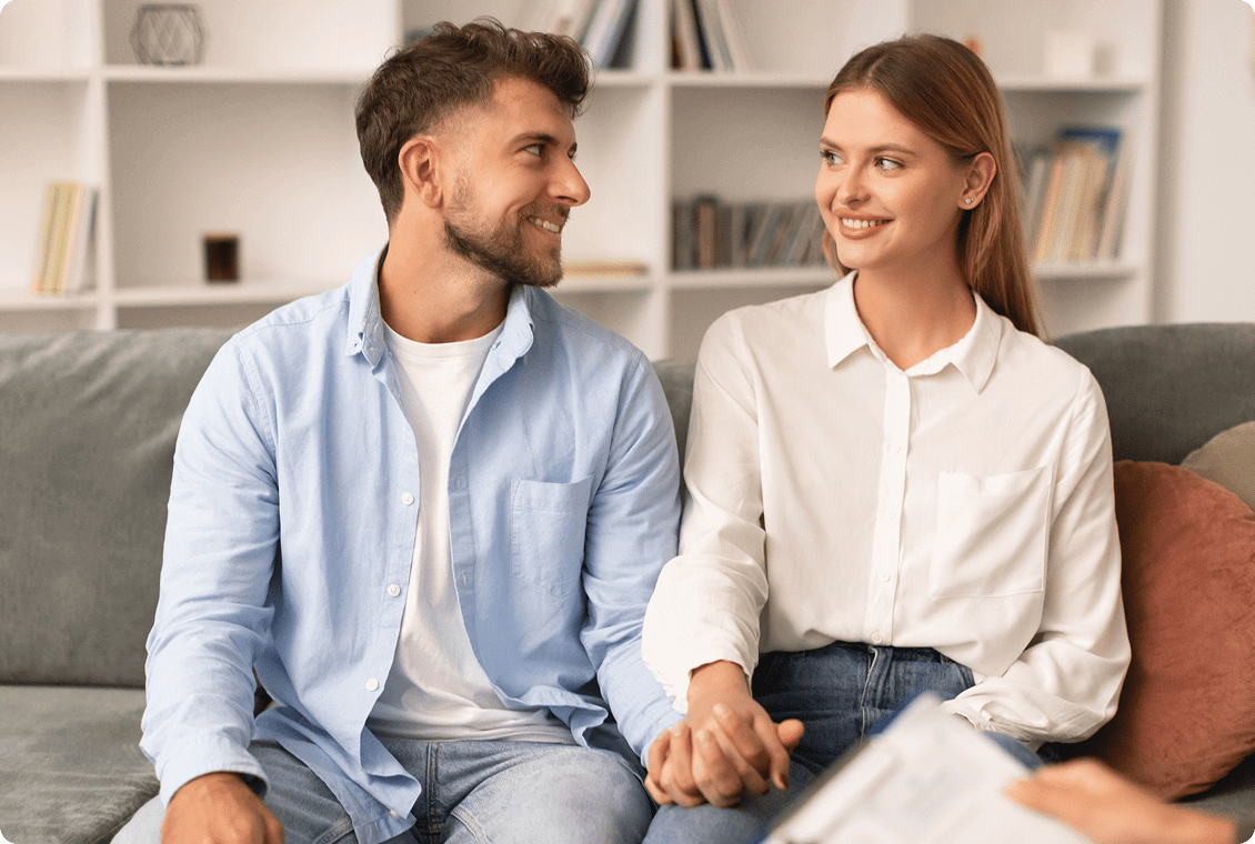 Man and woman enjoying a conversation